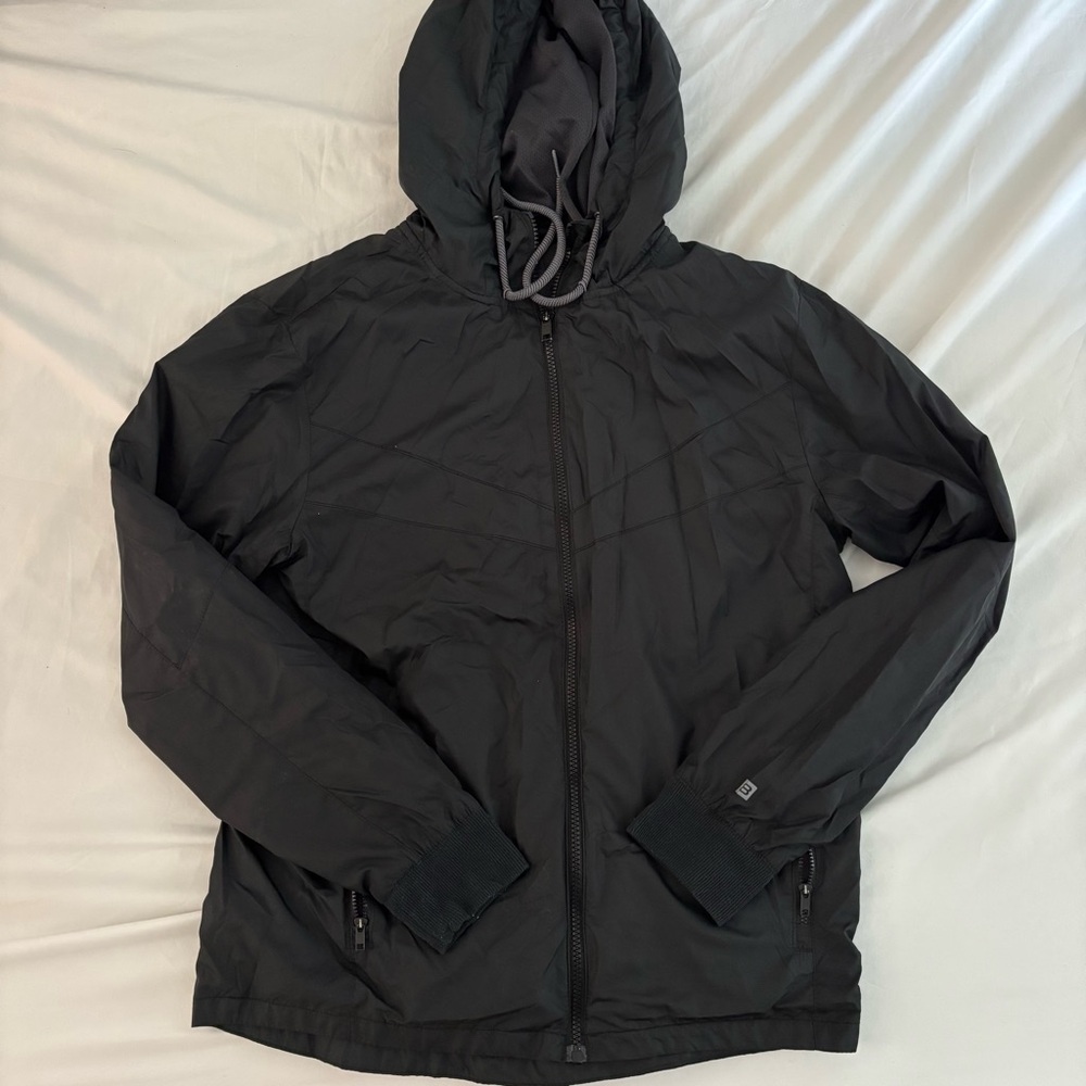 Black Hooded Windbreaker